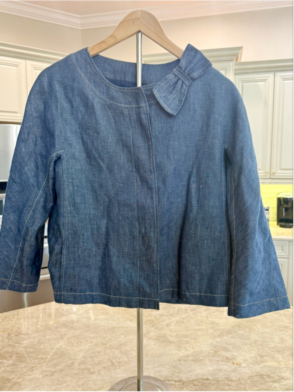 Talbots Blue Denim Bow Detail Jacket Size 8